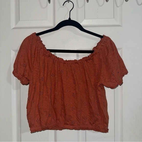 American Eagle Outfitters Terracotta Eyelet Blouse - Picture 3 of 3